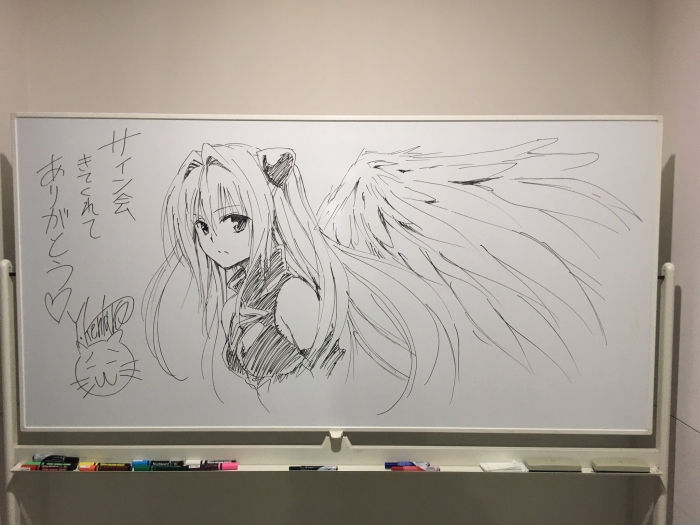 矢吹健太朗先生がホワイトボードに描いた直筆の金色の闇