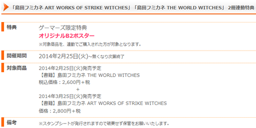 島田フミカネ THE WORLD WITCHESゲーマーズ特典